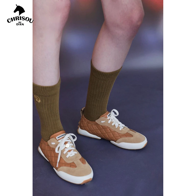 chrisou by dan欧阳丹2024秋冬限定系列拼色羊皮德训鞋127049/50.