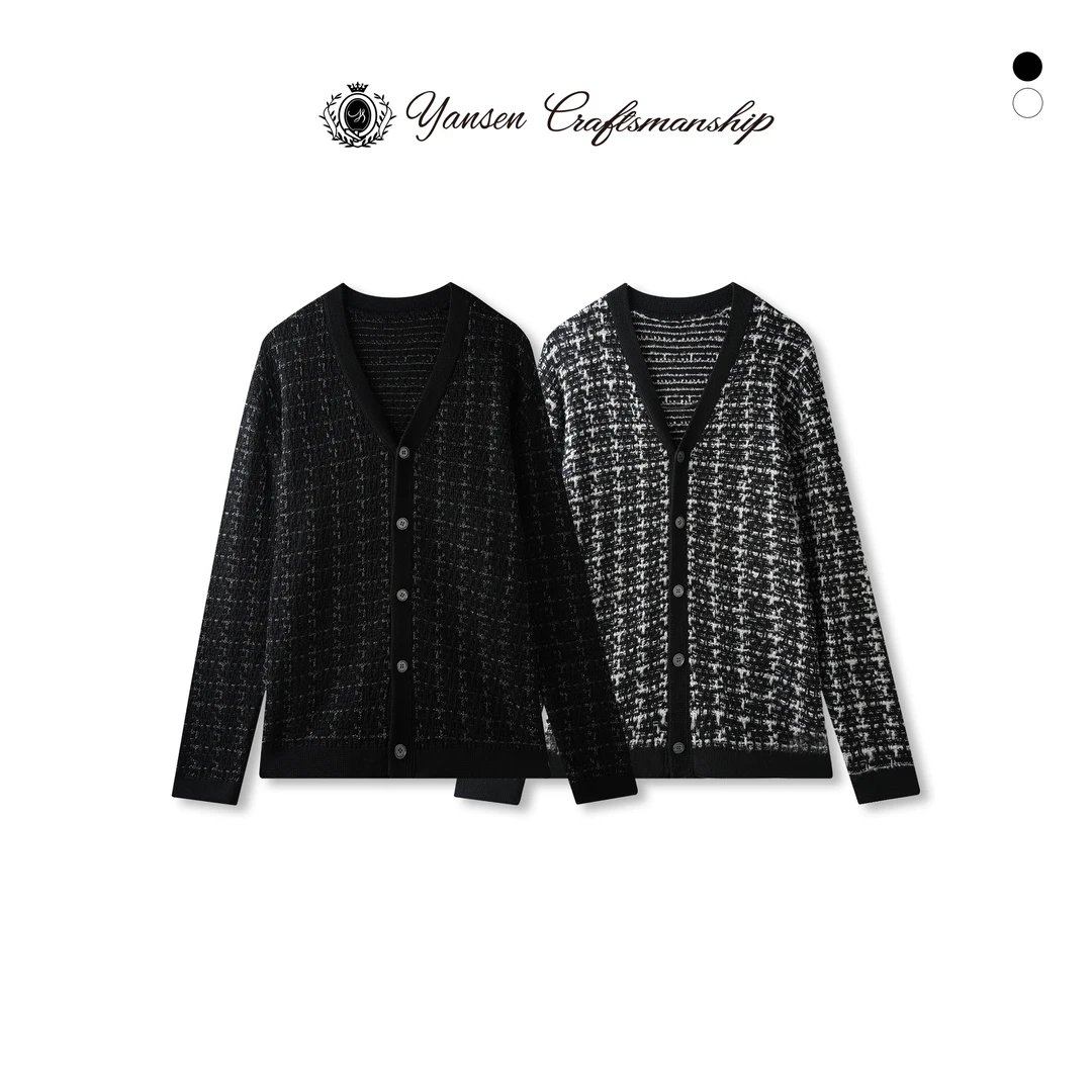 YANSEN 简约高级感混纺纱线编织表面立体感小香风针织外套 YS8025