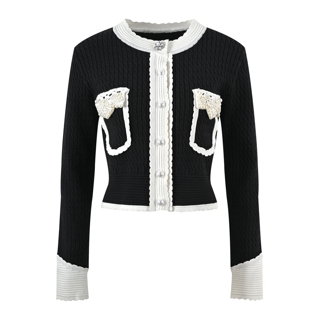 女装黑白小香风气质短款设计师流浪丹宁121