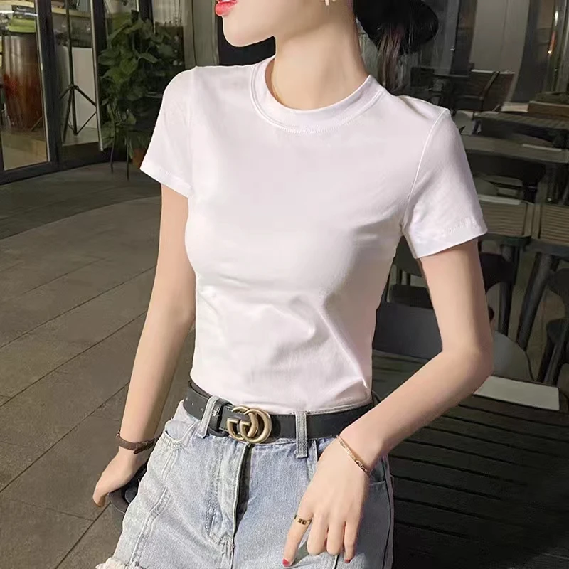 防污简约显瘦短袖纯棉白T恤女