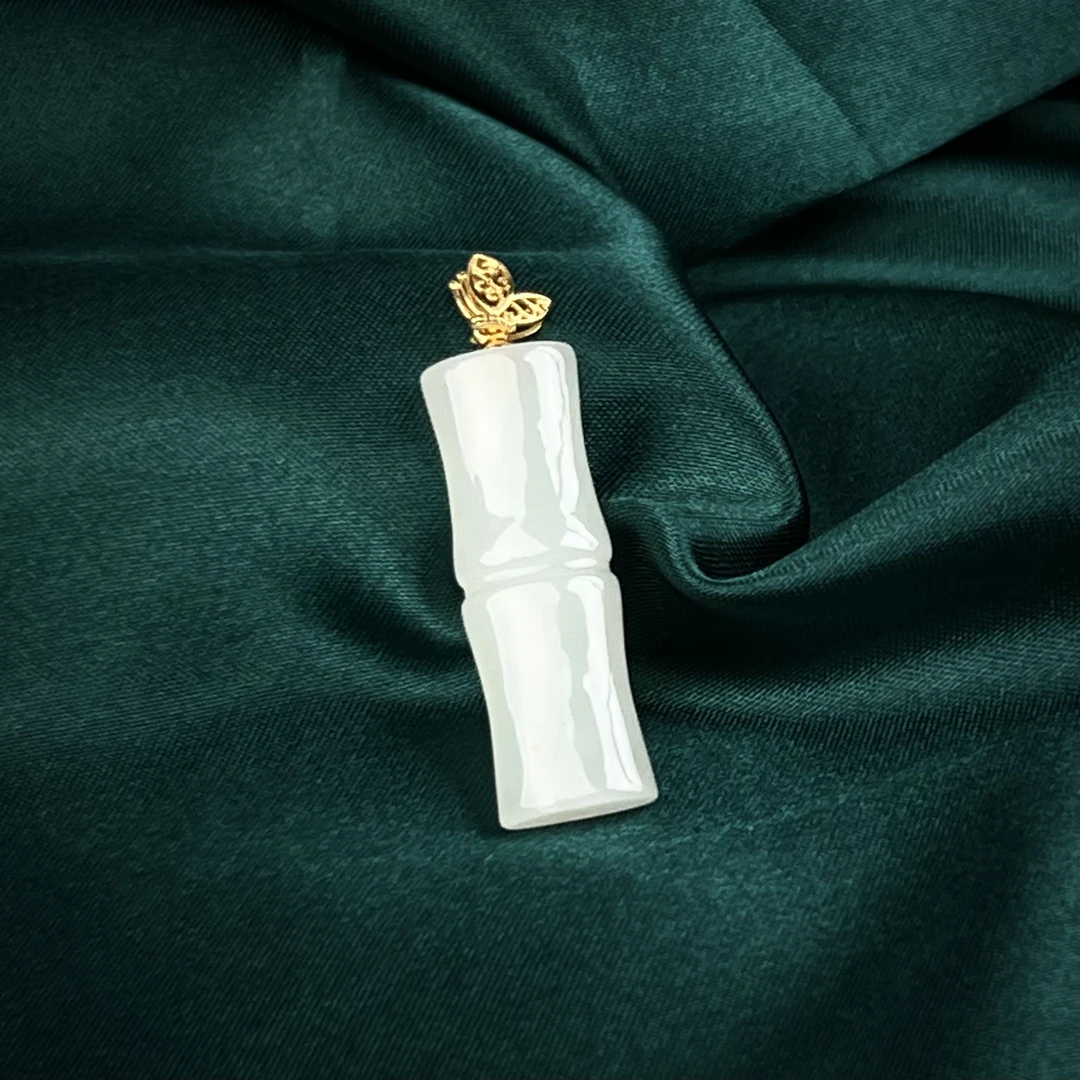 【何姐聊收藏】和田玉白玉竹子节节高升简约吊坠 不配链 YS0710060