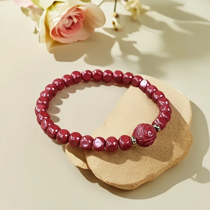 辰砂（处理）【何姐聊收藏】朱砂方糖新年男女手串招财纳福 YS0910173