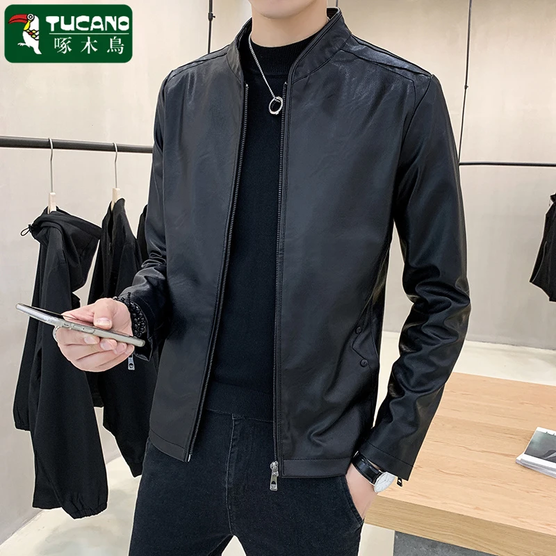 TUCANO/啄木鳥皮衣男商务休闲夹克冬款立领韩版潮流百搭简约外套