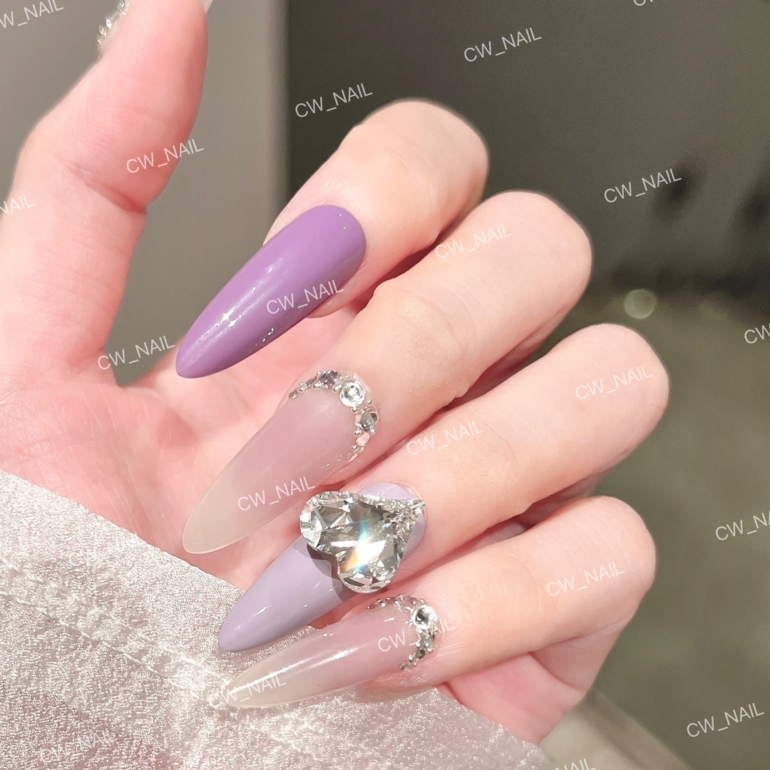 【轻熟女紫】— 001歪心 莫兰迪色系深浅紫腮紫 进口施家全华穿戴甲