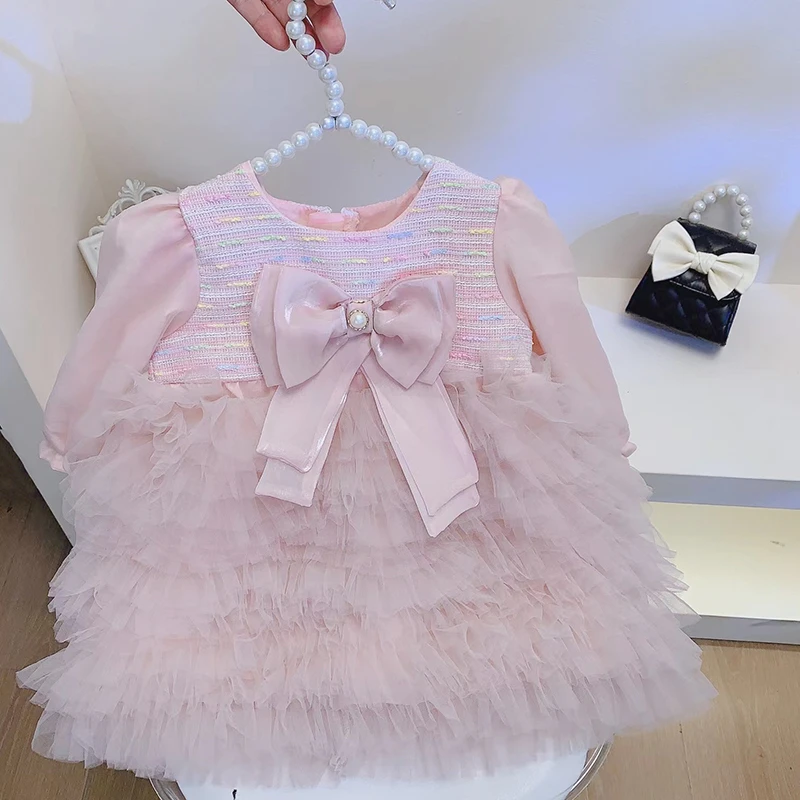 2024秋冬季儿童韩版新款公主裙小女孩小香风纱裙蛋糕裙