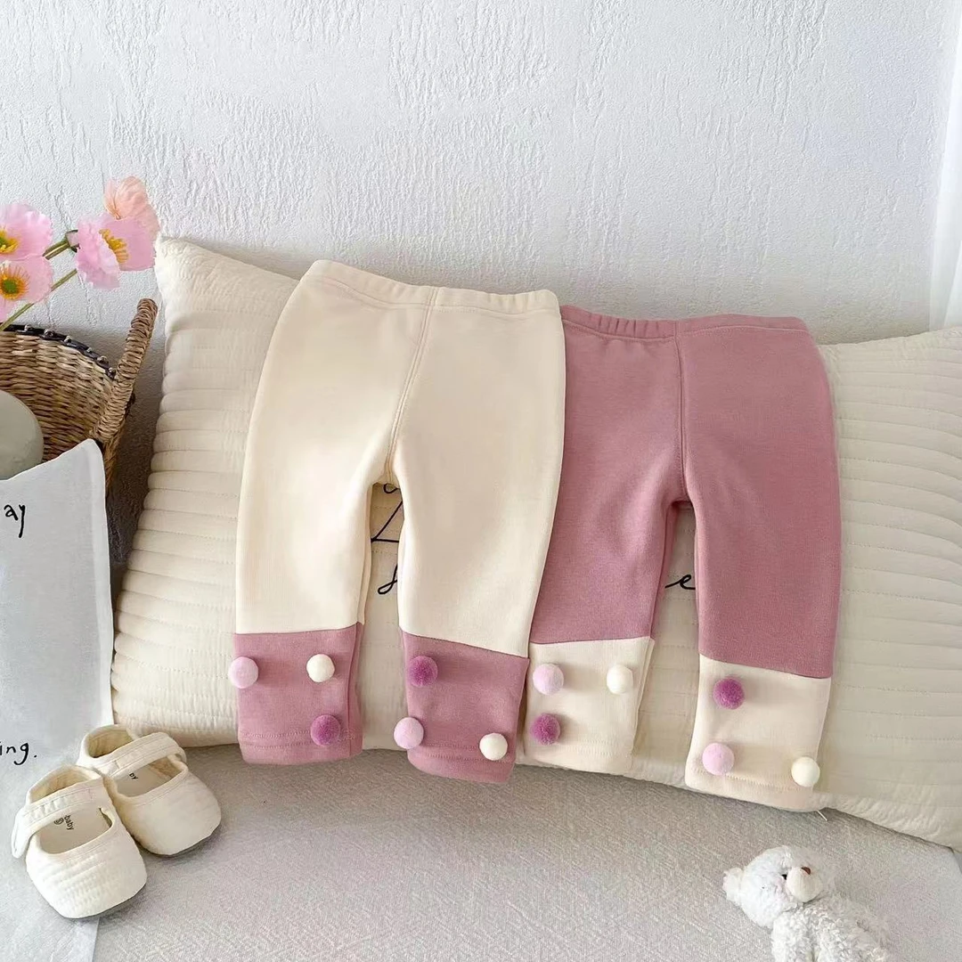 2024冬季新款女童可爱公主风加绒棉裤打底裤