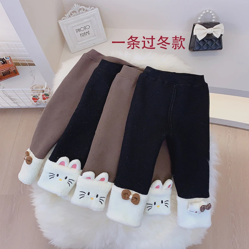 一条过冬款加厚加绒女童打底裤儿童卡通百搭裤子