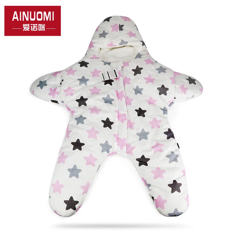 ainomi/爱诺咪五角星婴儿睡袋儿童恒温分腿睡袋宝宝加厚连体睡衣