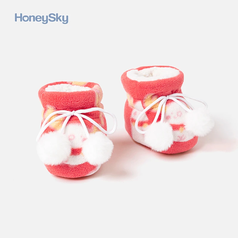 honeysky冬季婴儿鞋宝宝护脚套摇粒绒棉靴学步鞋保暖鞋子软底加厚
