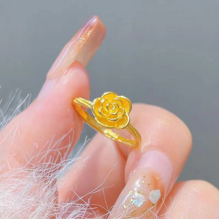 合金戒指 玫瑰花戒指 精致时尚浪漫轻奢活口可调节