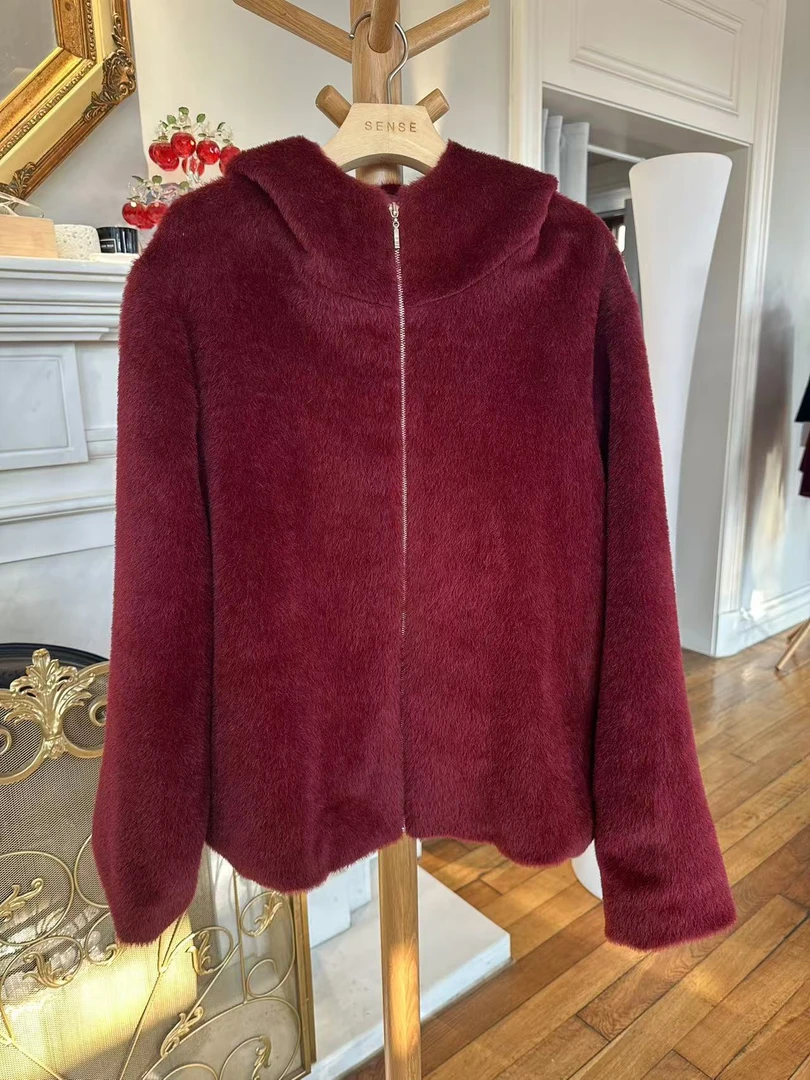 SENSE 25年 安可拉红苏力连帽拉链短款外套
