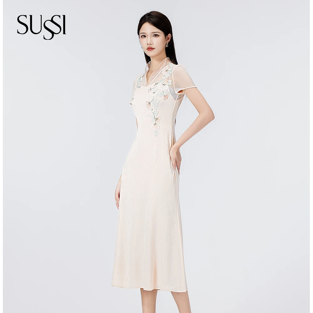 SUSSI/古色秋半气质显瘦鱼尾连衣裙显年轻漂亮时尚女装