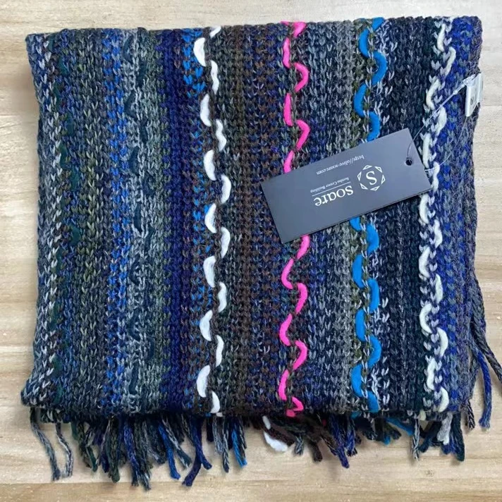 【围巾系列】日本进口男士围巾针织时尚保暖条纹儿童女士