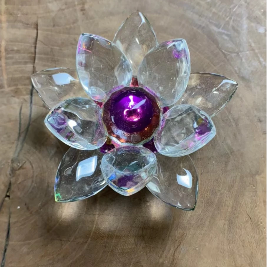 《莲花摆件》文镇透明手工彩色解压绿色粉色创意玄关紫色