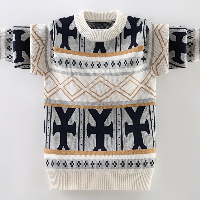 儿童圆领套头毛衣韩版男童秋冬针织衫宝宝打底加厚毛衣内搭大童