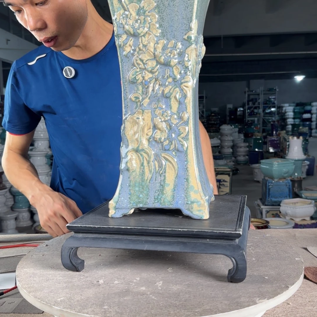 红陶20CM（含）-50CM（不含）一风堂石湾盆缝隙磕碰