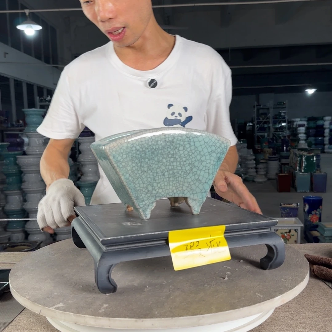 红陶20CM（含）-50CM（不含）一风堂石湾盆 瑕疵