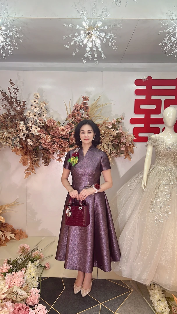 态态喜妈妈礼服高端定制kh321时尚复古重磅修身重工气质