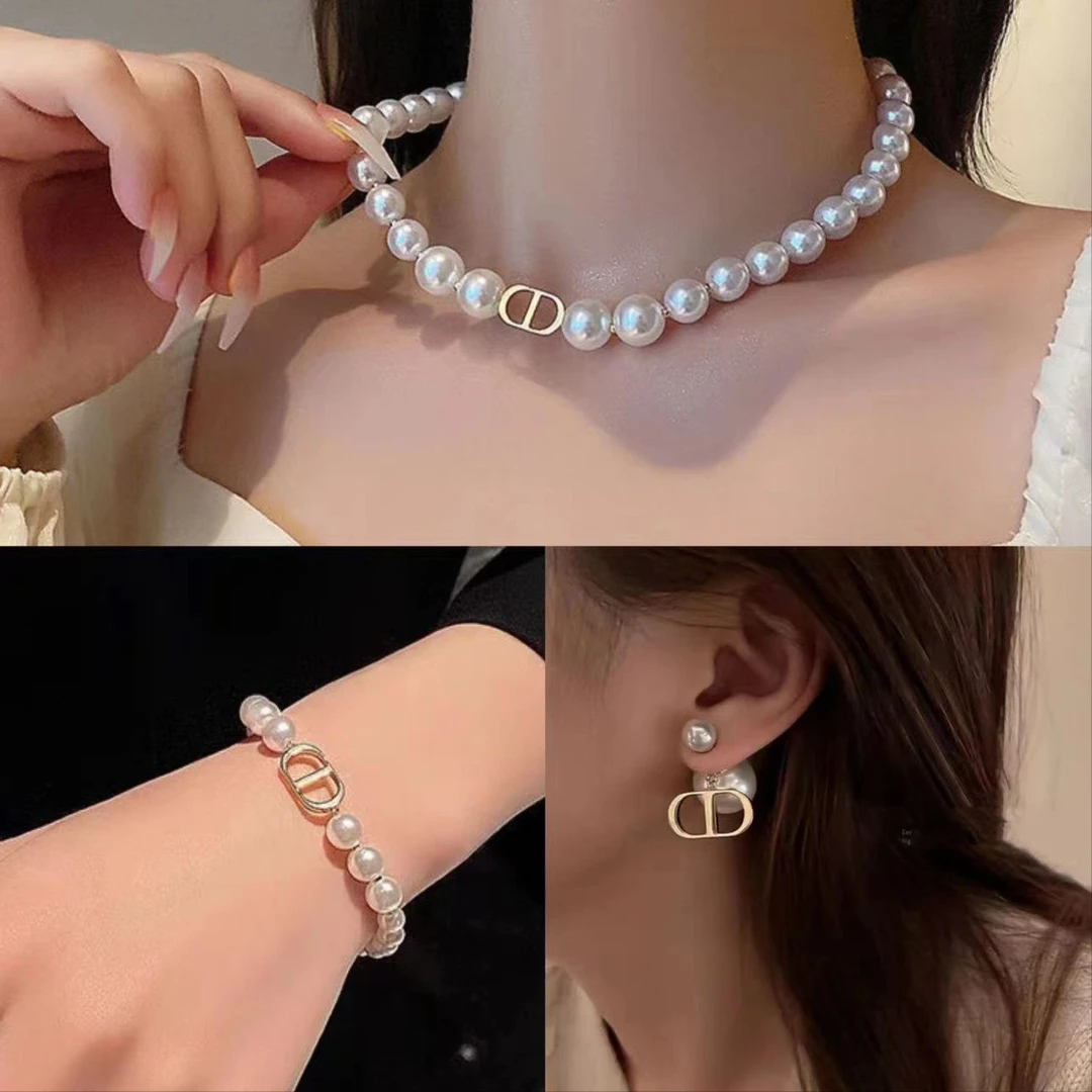 420时尚小香风双D字母饰品项链(送手链，耳环）