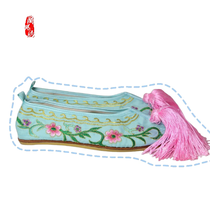 现货戏曲花旦绣花鞋彩鞋汉服鞋子手工民族风含防滑牛筋可定制