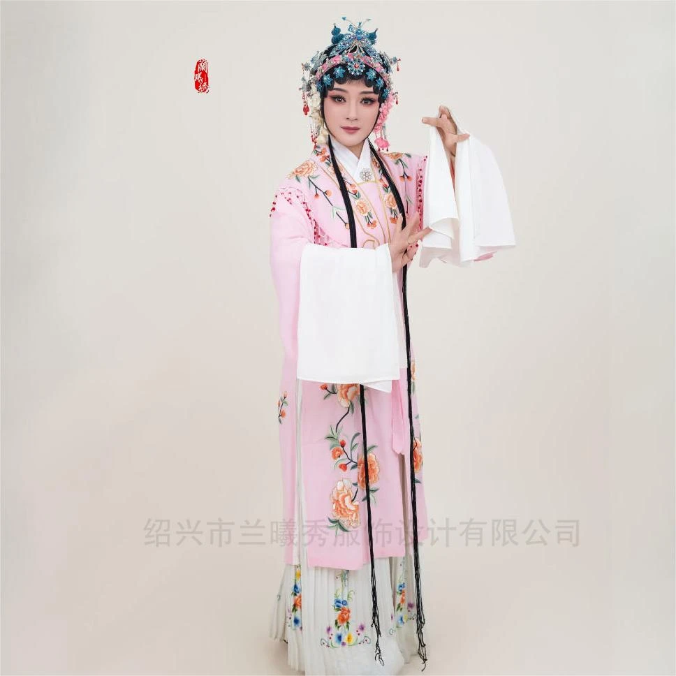 现货女披仿真丝盘金粉色戏曲舞台装改良越剧黄梅戏