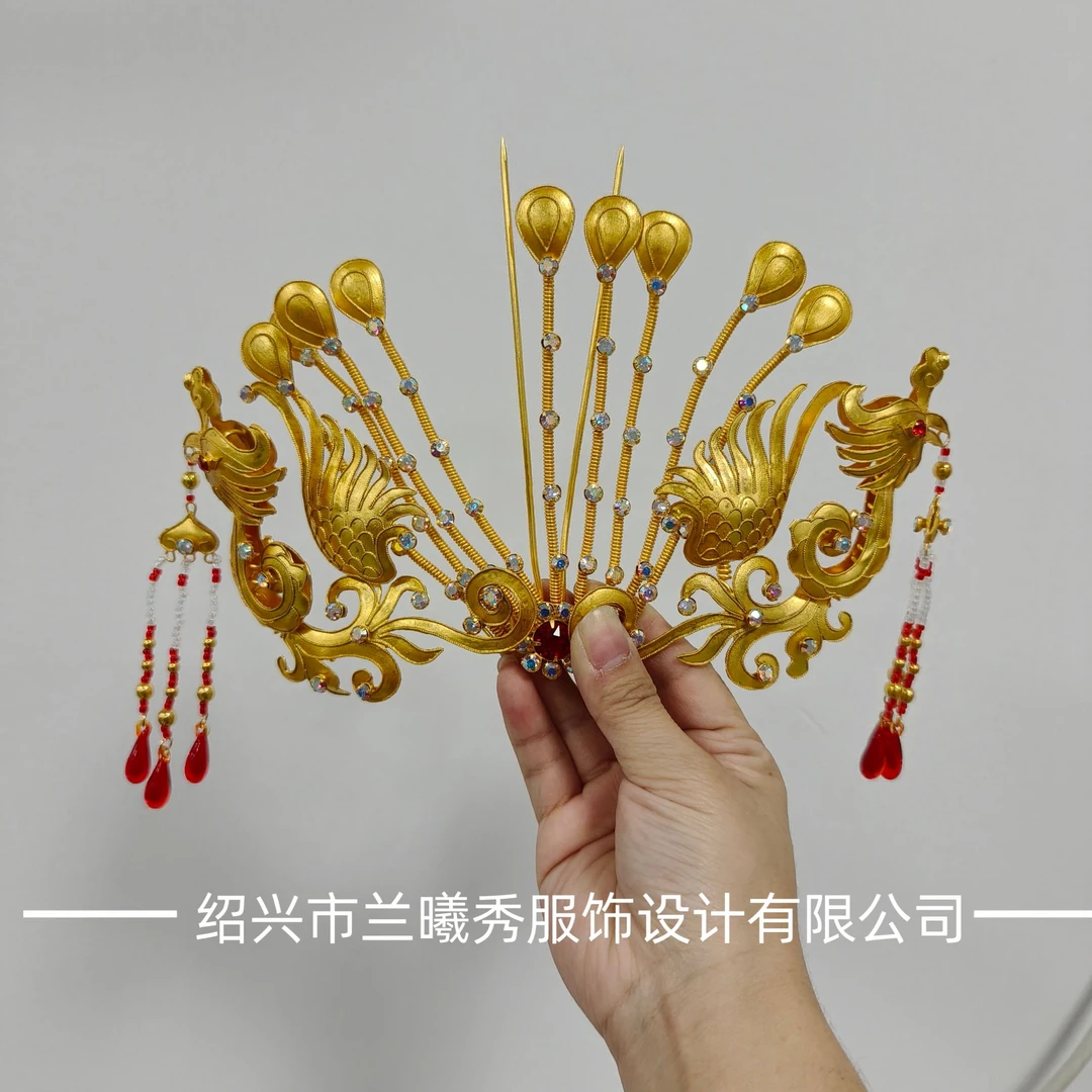 现货戏曲镀金正凤头饰镀金偏凤古装头饰汉服发饰金色