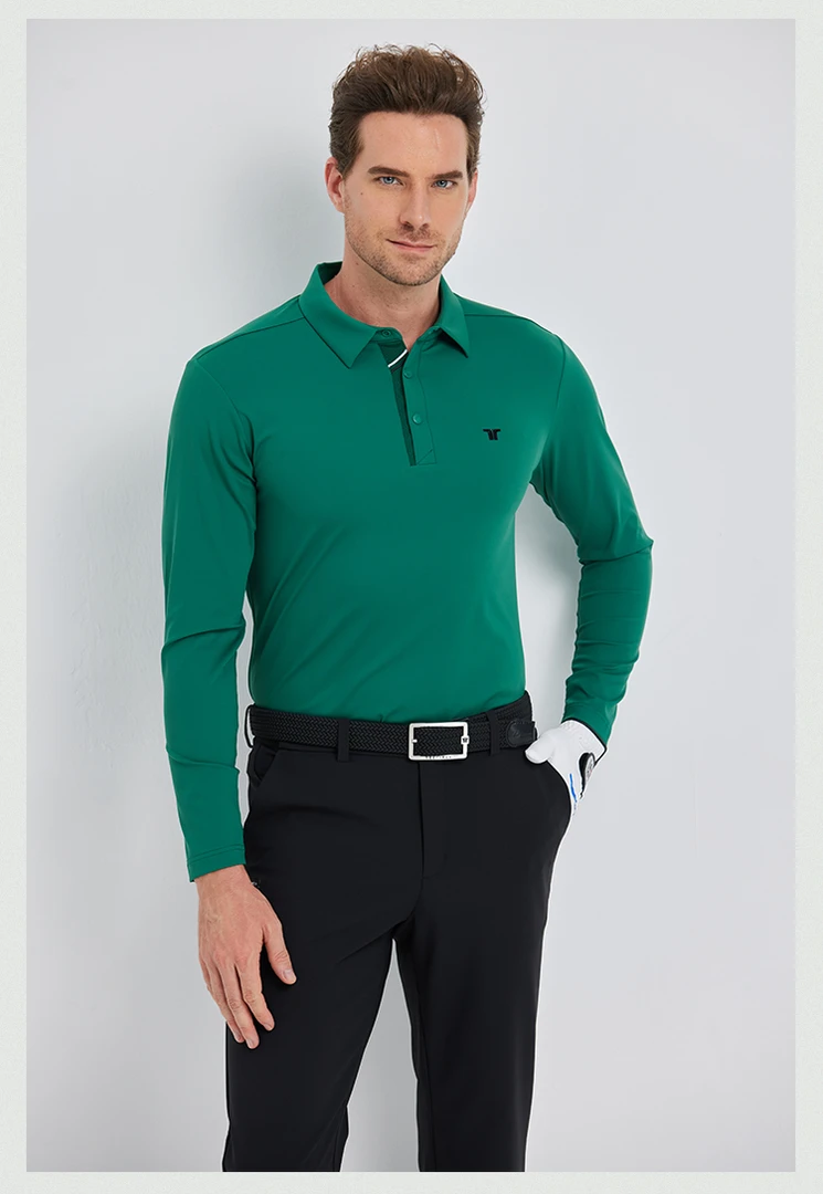 Teetimes新款高尔夫男装长袖T恤秋冬弹力保暖运动上衣男士