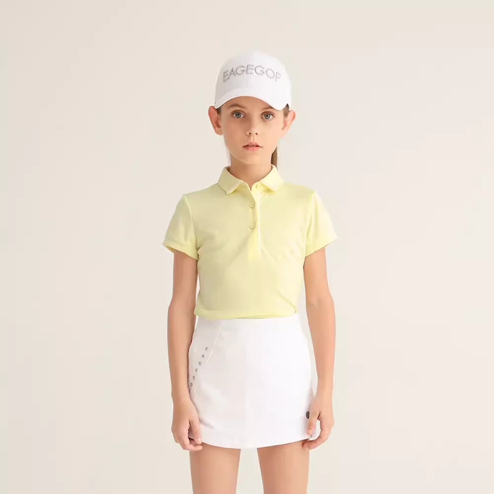 eg儿童高尔夫球衣服女童短袖POLO衫 夏季新款青少年运动服装 速干