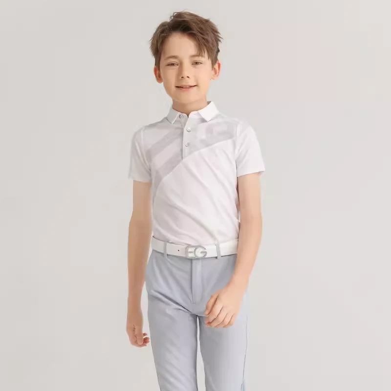 EAGEGOF儿童高尔夫服装男童短袖t恤夏季新款青少年衣服 吸汗速干