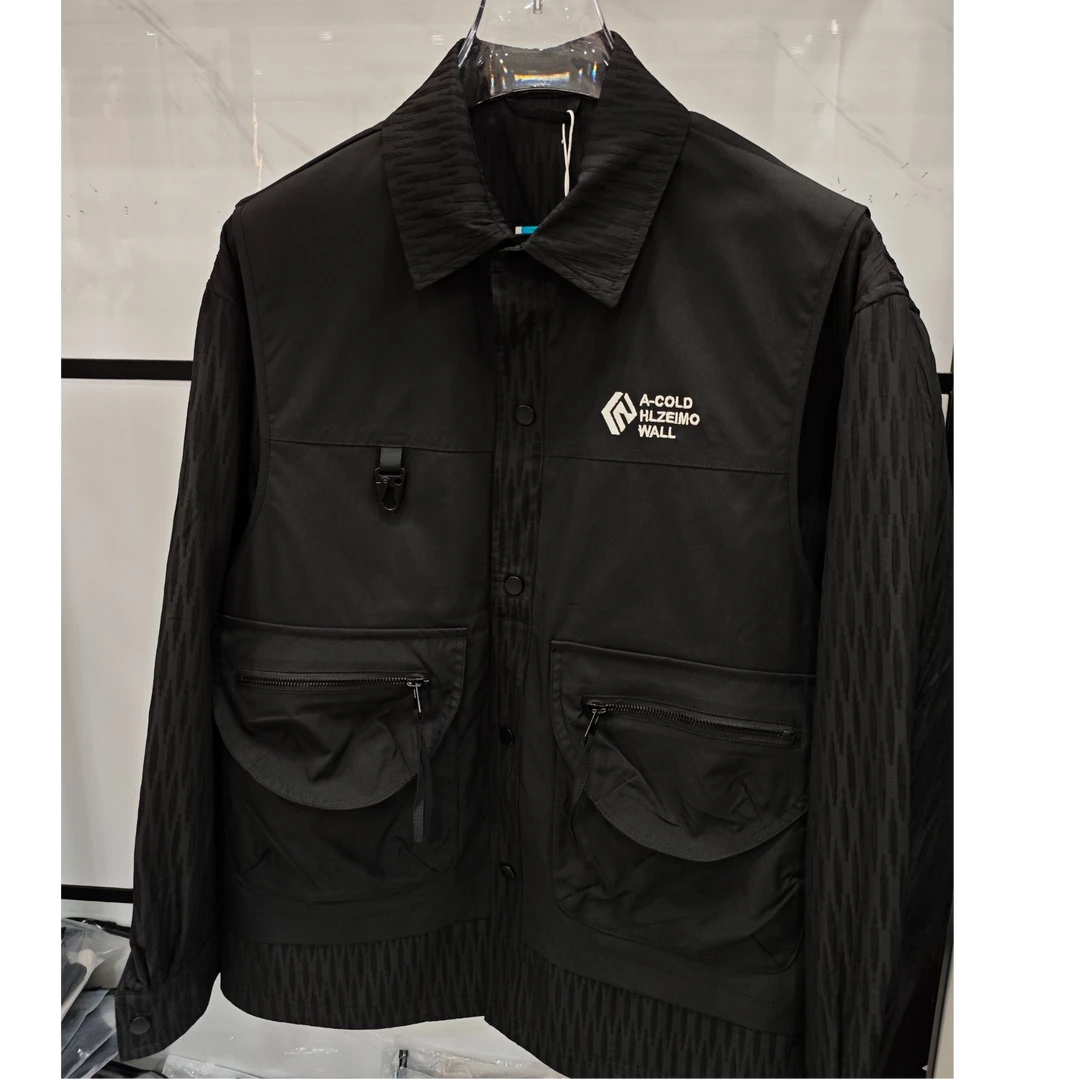 8028男士捏褶假两件设计外套