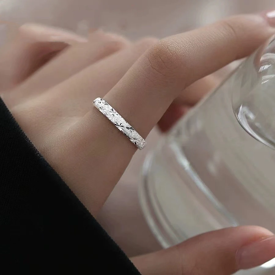 足银戒指 甜美气质满天星戒指开口可调节【足银999】