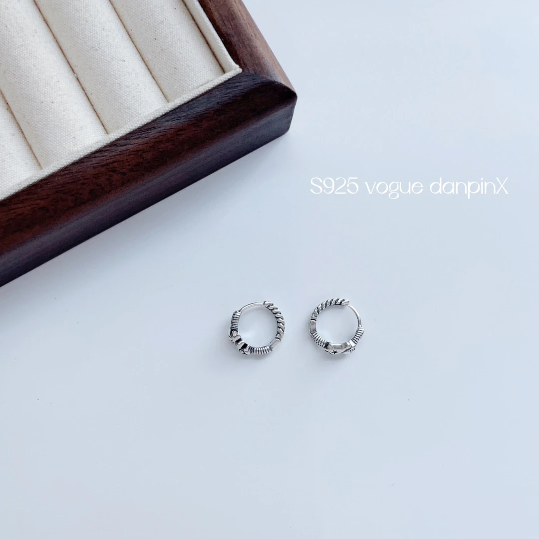 925银耳饰 复古个性开运猫耳扣耳环【925银】