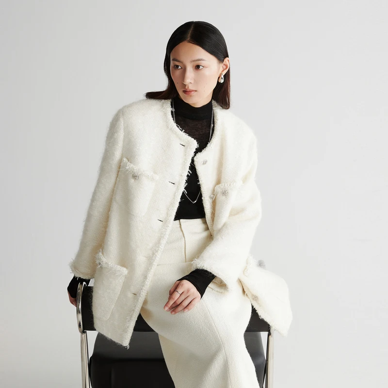 HPLY新款织带流苏花呢气质小香外套HDD41520236