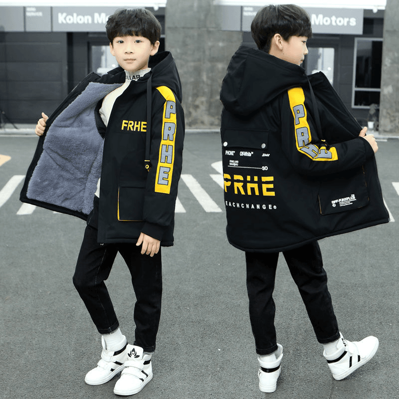 长款兔绒加厚2023冬新款儿童棉袄棉服外套中大童派克服棉内胆洋气