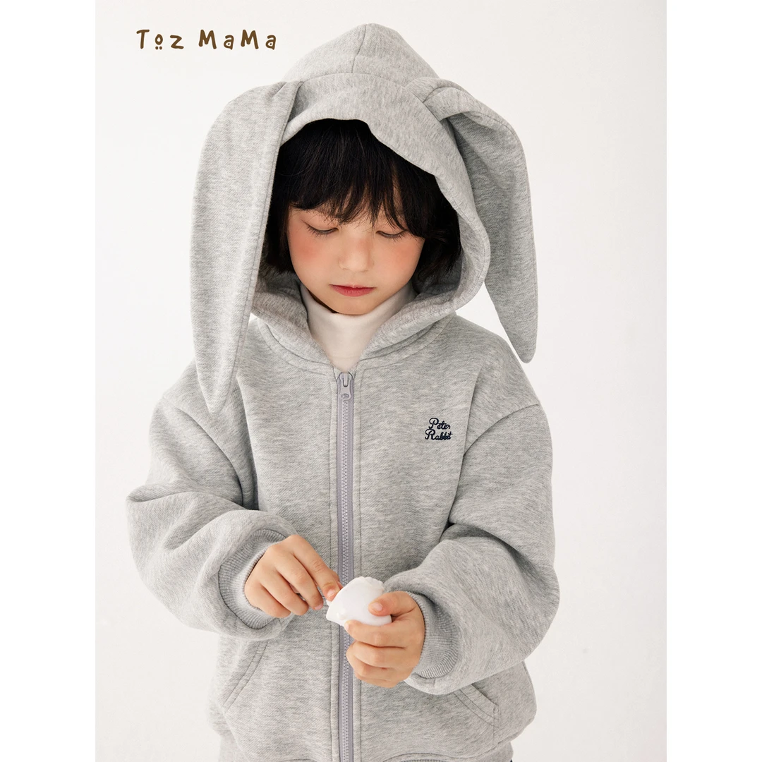 豆几妈11/1【精灵小兔】儿童卫衣女童兔耳朵绣花针织卫衣外套