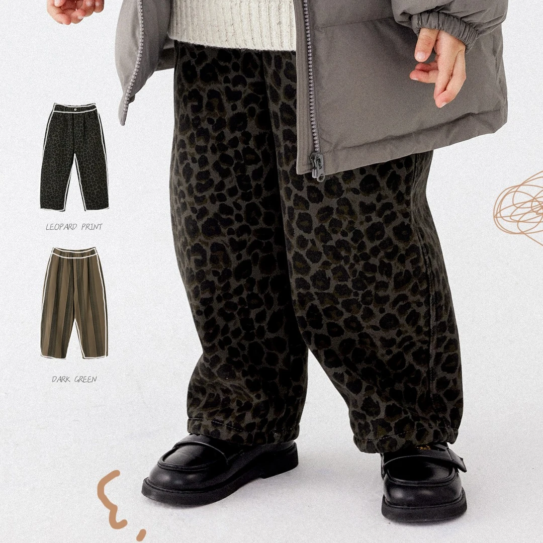 豆几妈10/3【美院画廊】儿童长裤男女童简约竖条纹宽松休闲裤冬