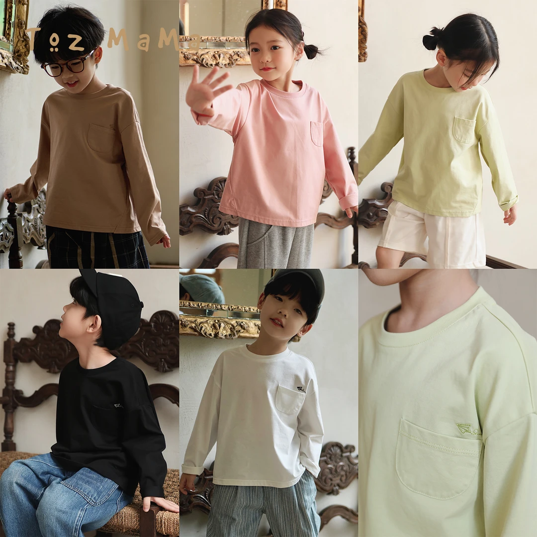 豆几妈【索罗娜针织T】儿童绣花针织长袖T男女童纯色秋装新品7/1