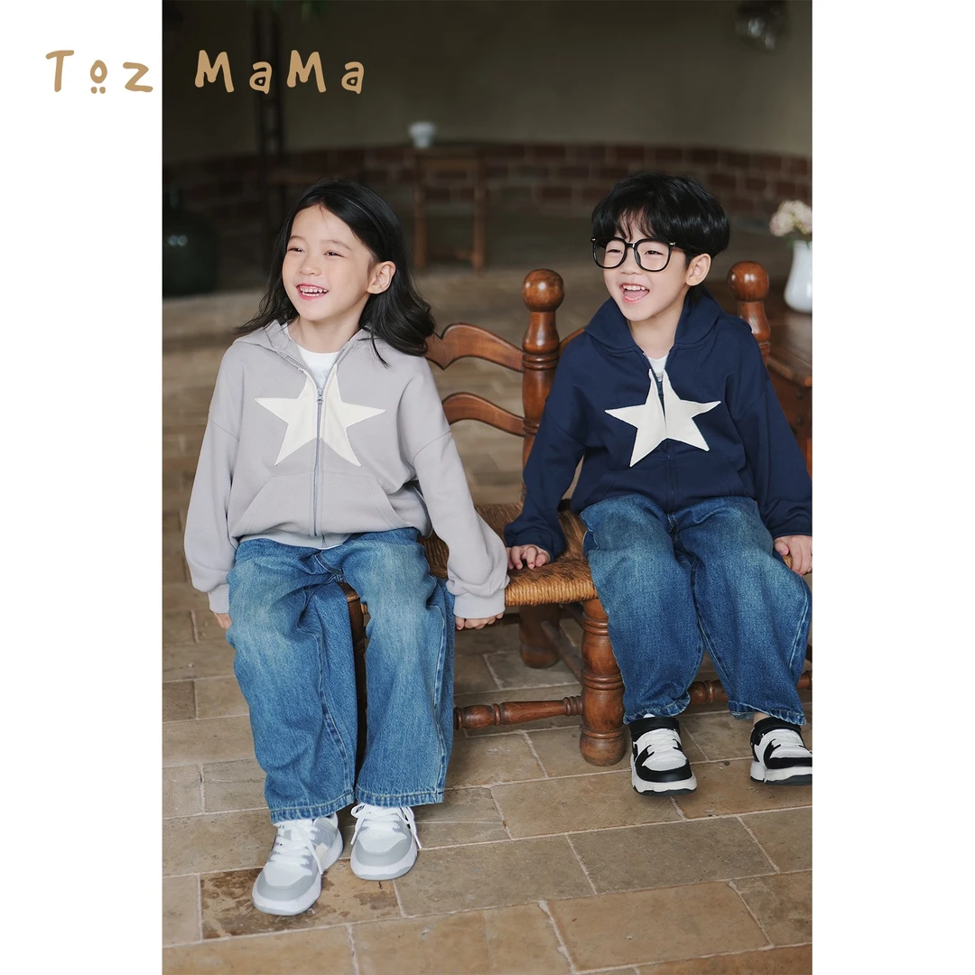 豆几妈【星星卫衣】儿童卫衣男女童秋装新品连帽开衫宽松百搭7/1