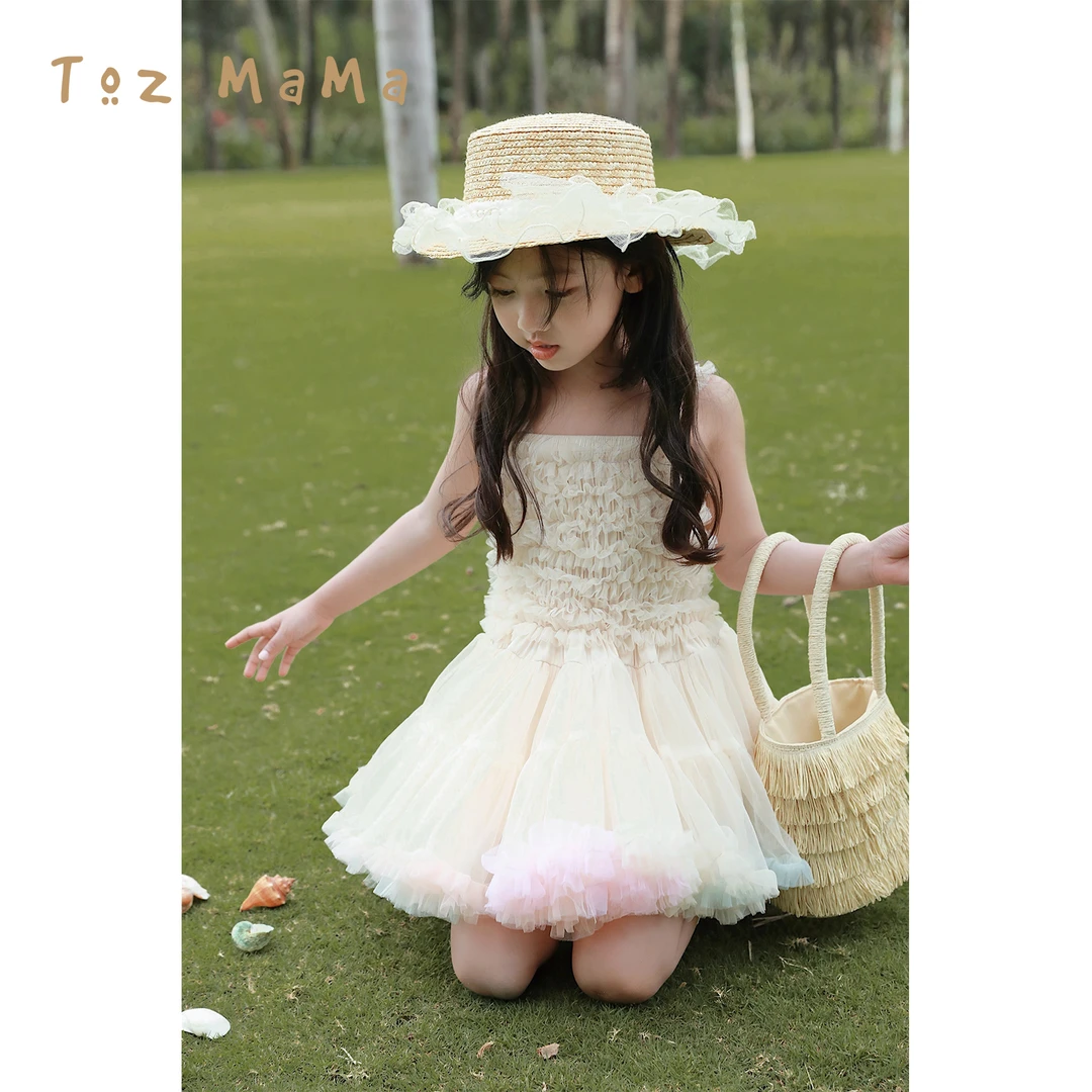 豆几妈【甜心教主】女童tutu连衣裙半裙无袖夏季新款冰淇淋色4/1