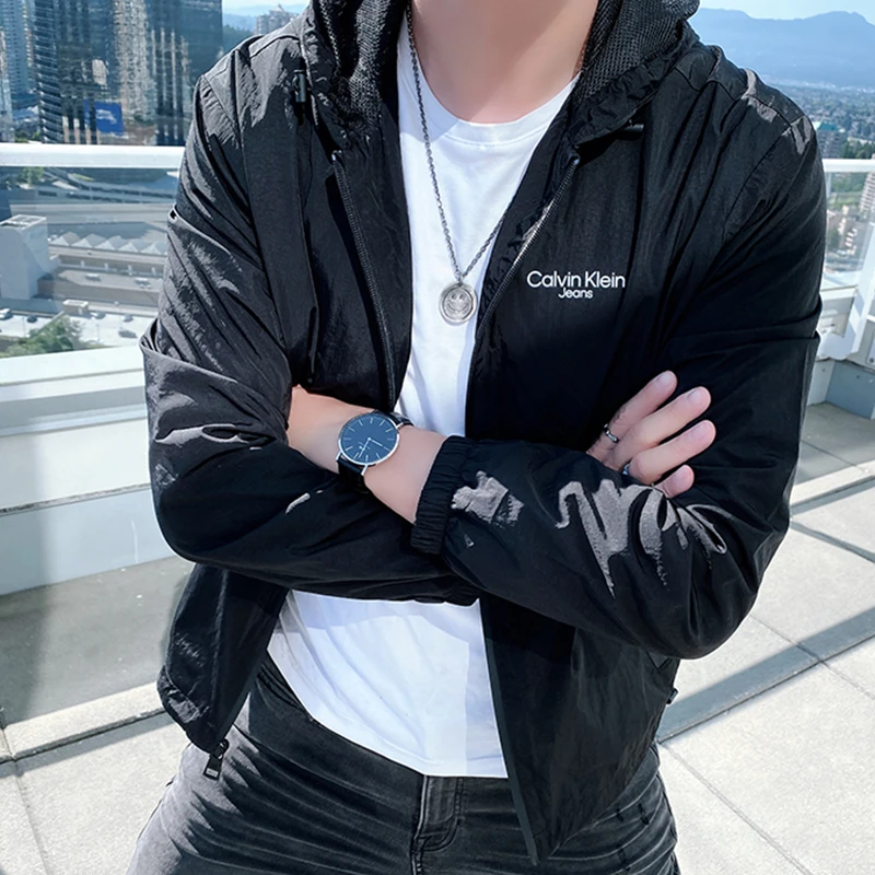 Calvin Klein/凯文克莱男士休闲风衣连帽外套时尚夹克【香港直邮】