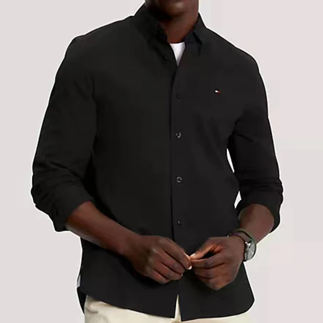 TOMMY HILFIGER秋季男士进口轻奢休闲百搭纯色长袖衬衫男 ZZ