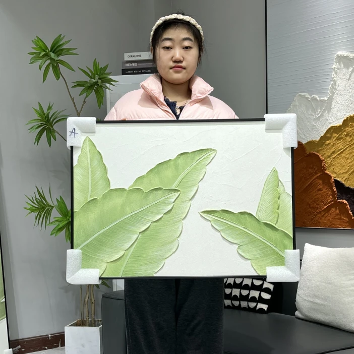 50*70《家大业大》高端纯手绘装饰画厚肌理竖款版画画家质感铝合金