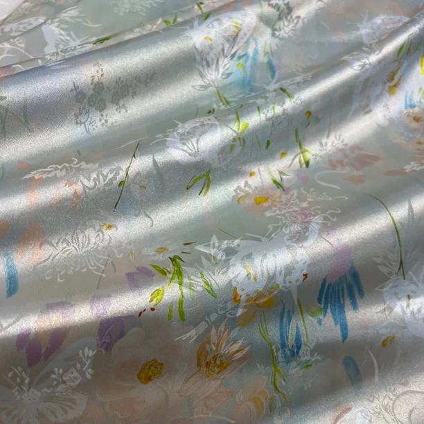 【七彩蝴蝶】香云缎人丝提花中式衬衣绸缎面料弹力连衣裙旗袍家居服