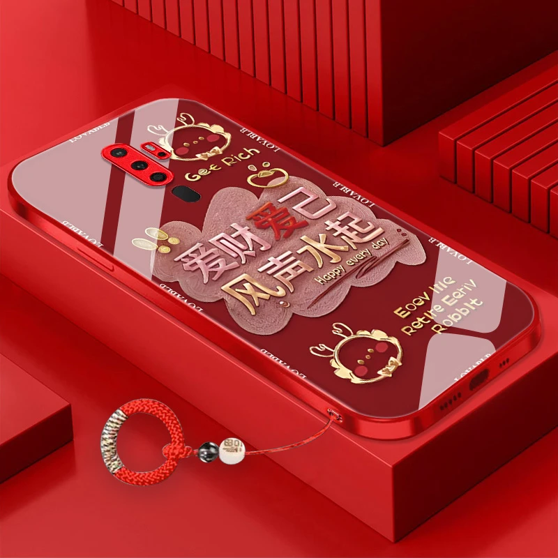 爱财爱己OPPOA11x手机壳金属漆玻璃轻奢潮牌网红创意防摔全包