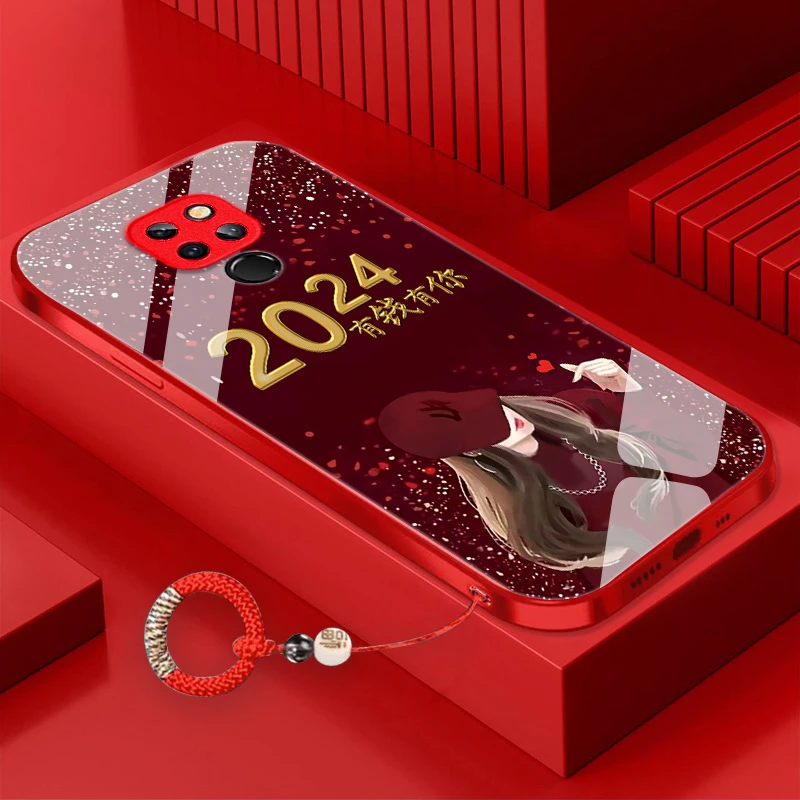 2024有钱有你华为Mate20手机壳金属漆玻璃轻奢网红个性防摔硬壳