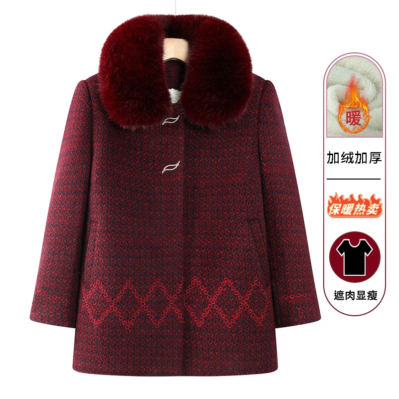 奶奶装秋冬外套加绒加厚妈妈60-70保暖棉衣老年人冬装女老人衣服