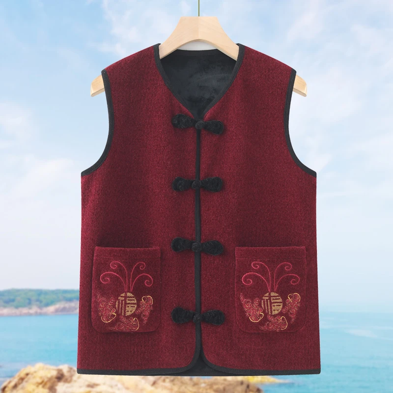 奶奶春款马甲唐装中老年人女装妈妈背心老太太短款坎肩老人上衣服