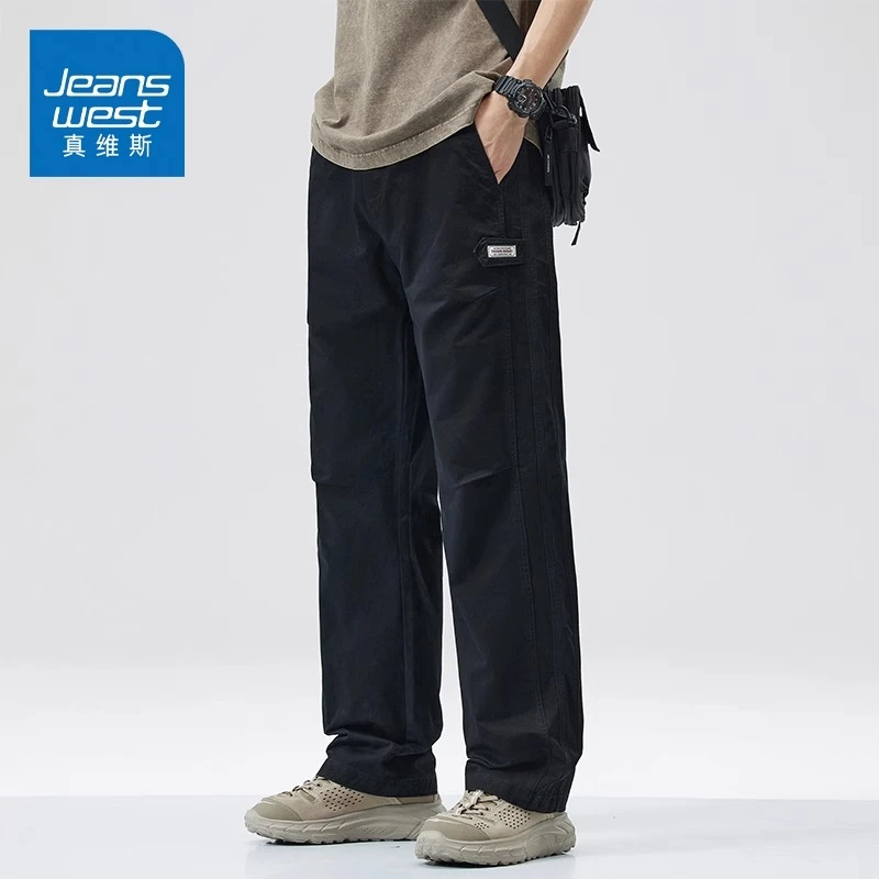 Jeanswest/真维斯美式休闲裤男士春秋宽松百搭直筒潮流阔腿工装裤