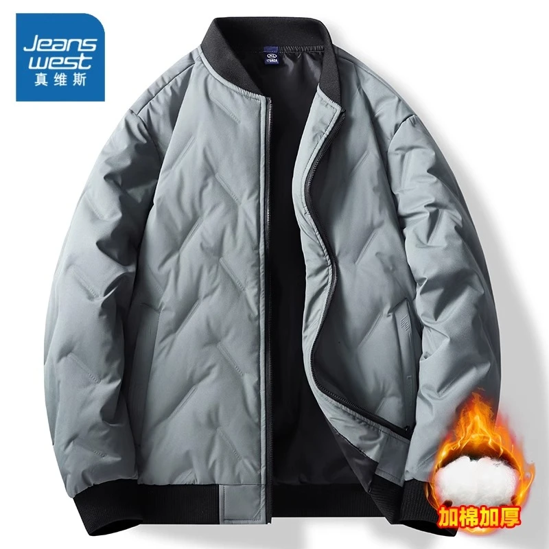 Jeanswest/真维斯冬季新款夹克棉服男士潮牌百搭休闲加厚保暖外套