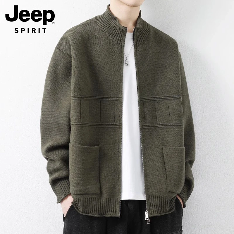 开衫毛衣男士男款秋冬季潮牌美式高级痞帅针织衫男士男款休闲毛衣